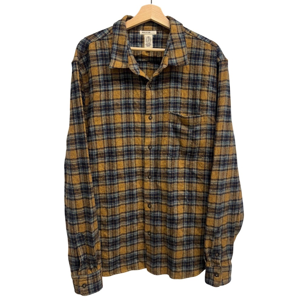 Hiroshi Kato Mens XXL Plaid Flannel Shirt Made in USA Button Up made in USA